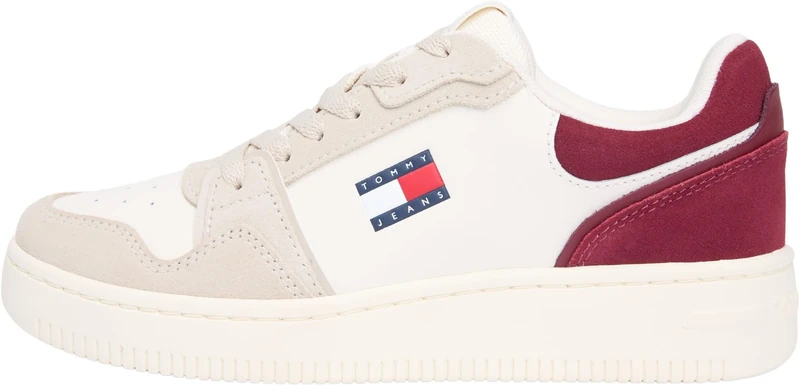 Tommy Jeans Women TJW Retro Basket Sneaker EN0EN02917 Low Top, Beige (Gulf Sand/Deep Dahlia), 40 - Image 1