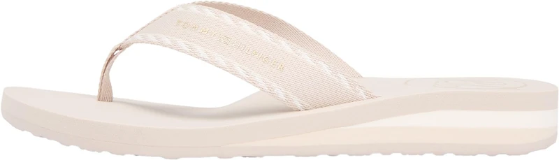Tommy Hilfiger Women HILFIGER WEBBING BEACH SANDAL FW0FW09038 Flip Flops, KHAKI (Classic Stone), 41