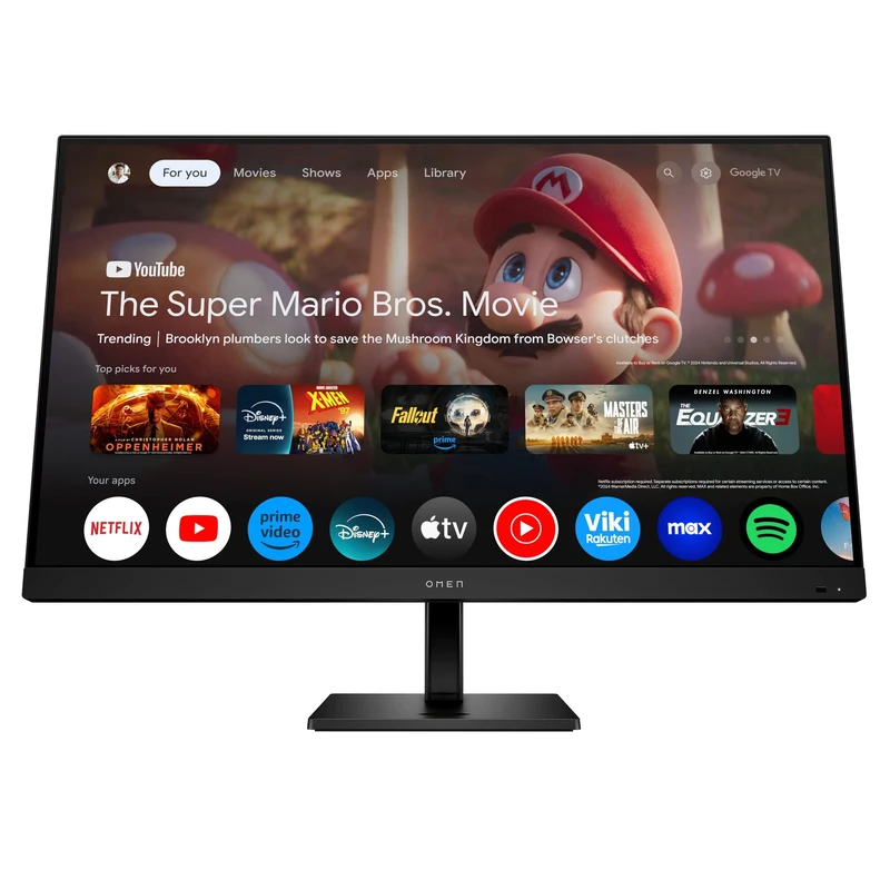 HP OMEN 31.5 inch UHD 144Hz Smart Gaming Monitor - OMEN 32x | 4k resolution | remote control | Dolby Vision | Multiplatform capabilities | 3W speakers | Adjustable stand | Google TV