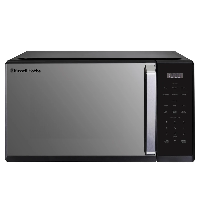 Russell Hobbs Digital Microwave in Black, 900W Power, 10 Power Levels, 6 Auto-Cook Menus, Defrost and Reheat Settings, 99-Minute Timer, Pull Handle, Touch Control Panel, Family-Size, RHMT2512B