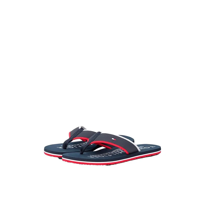 Tommy Hilfiger Men HILFIGER TUMBLE BEACH SANDAL FM0FM05710 Flip Flops, BLUE (Desert Sky), 44
