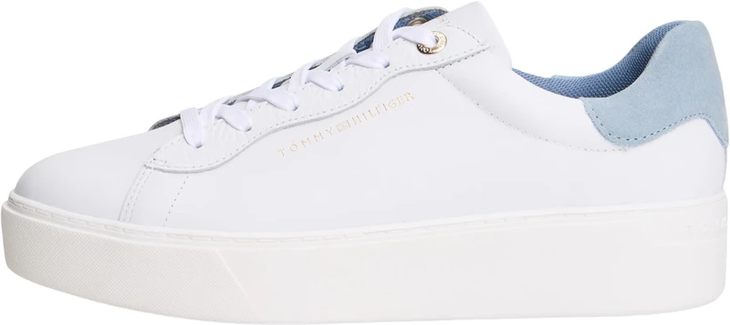 Tommy Hilfiger Women Chic Platform Cupsole Sneaker FW0FW09021 Low Top, White (White/Clear Water), 38