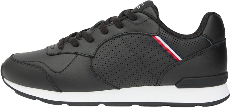 Tommy Hilfiger Men Runner ICON Leather FM0FM05740 Low Top, Black (Black), 47