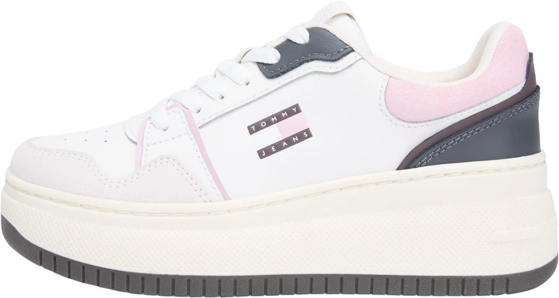 Tommy Jeans Women TJW Retro Basket Flatform EN0EN02916 Low Top, Beige (Ecru/Hawaii Orchid), 39