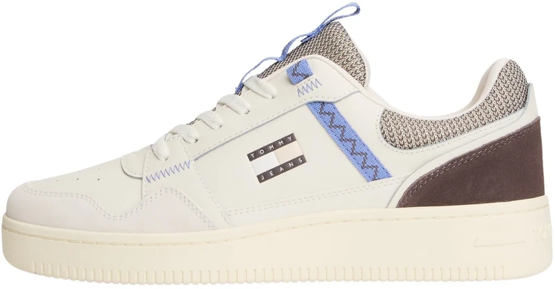 Tommy Jeans Men's TJM Retro Basket Em0Em01657 Low Top, White (Ivory/Black Walnut), 9 UK