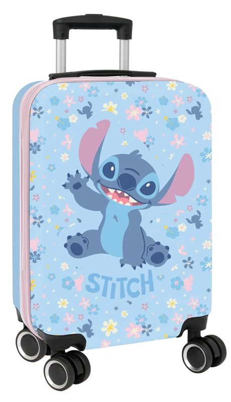 Safta Stitch Happy – Cabin Trolley 20 Inches, Suitcase with Wheels, Security Lock, Lightweight Suitcase, 34.5 x 20 x 55 cm, light blue, Mediano, Casual