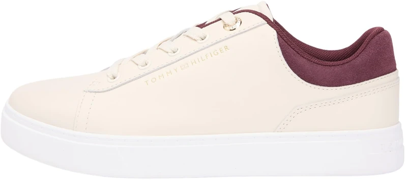 Tommy Hilfiger Women Casual Cupsole Sneaker FW0FW09020 Low Top, Beige (Soft Cream/Marzemino), 36