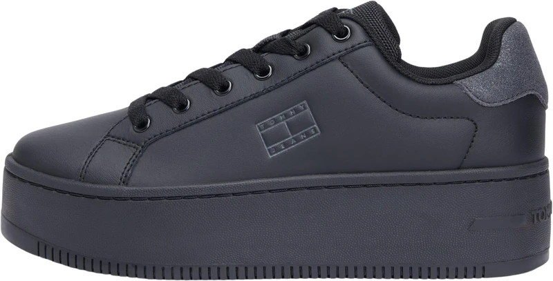 Tommy Jeans Women's Flatform Trainers Essential Low Top, Black (Black), 6.5