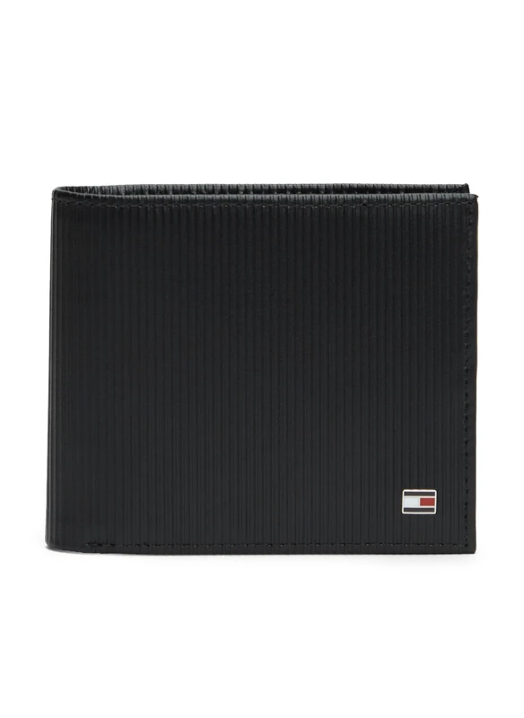 Tommy Hilfiger Men's TH Flag CC and Coin AM0AM13974 Bifold Wallet, Black, One Size