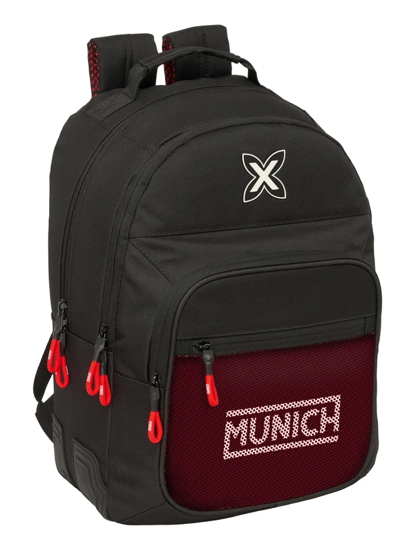 Safta Munich Vulcan – Children's School Backpack, Ideal for Children of Different Ages, Comfortable and Versatile, Quality and Resistance, 32 x 15 x 42 cm, Black/White, M, Casual