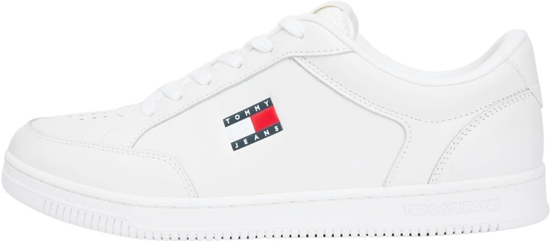 Tommy Jeans Men's TJM Cupsole Long Lace Leather Em0Em01707 Low Top, White (Ecru), 7 UK