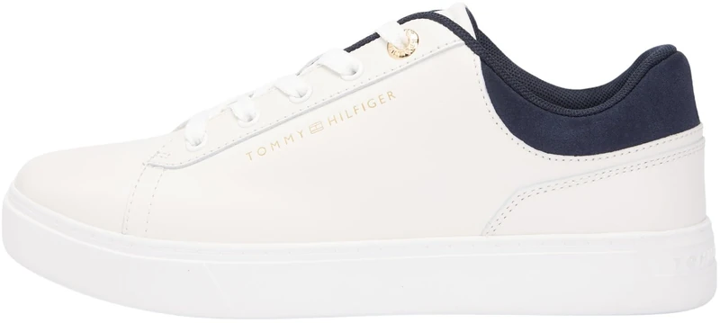 Tommy Hilfiger Women Casual Cupsole Sneaker FW0FW09020 Low Top, White (Ecru/Space Blue), 36