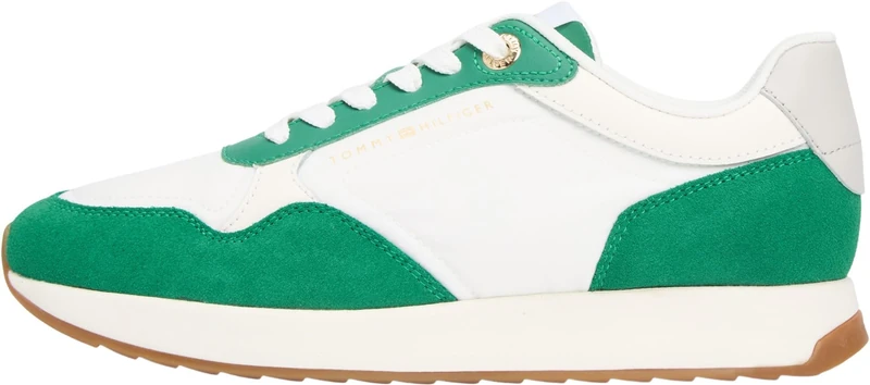 Tommy Hilfiger Women Mix Material Runner FW0FW08950 Low Top, White (Ancient White/Grey Whisper), 39