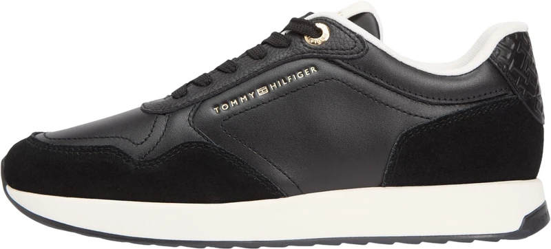 Tommy Hilfiger Women Monogram Mix Material Runner FW0FW09267 Low Top, Black (Black), 37 - Image 1
