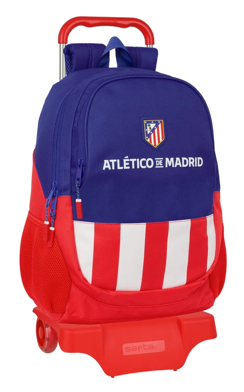 Safta ATLÉTICO DE MADRID - School Backpack with Trolley, Ideal for Children of Different Ages, Comfortable and Versatile, Quality and Resistance, 33 x 15 x 43 cm, Red/blue/white, M, Casual