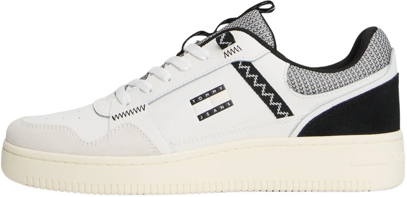 Tommy Jeans Men TJM Retro Basket EM0EM01657 Low Top, White (Ecru/Black), 42 - Image 1