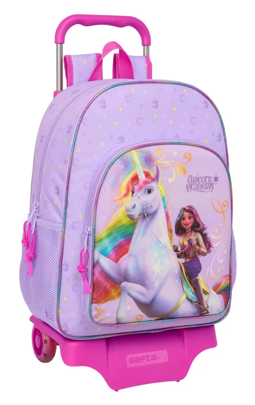 UNICORN Academy – Large School Backpack with Trolley, Children's Backpack, Adaptable to Trolley, Ideal for School Children, Comfortable and Versatile, Quality and Resistance, 33 x 15 x 42 cm, lilac, M