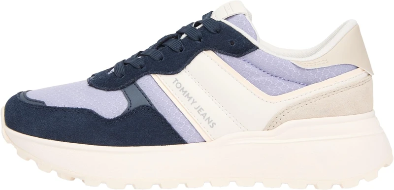 Tommy Jeans Women TJW Cleated Runner Suede Mix EN0EN02921 Low Top, Blue (Dark Night Navy), 36 - Image 1
