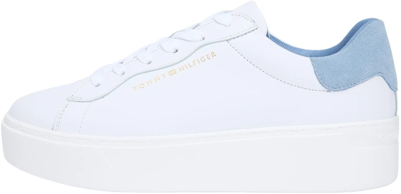 Tommy Hilfiger Women Chic Platform Cupsole Sneaker FW0FW09021 Low Top, White (White/Clear Water), 36