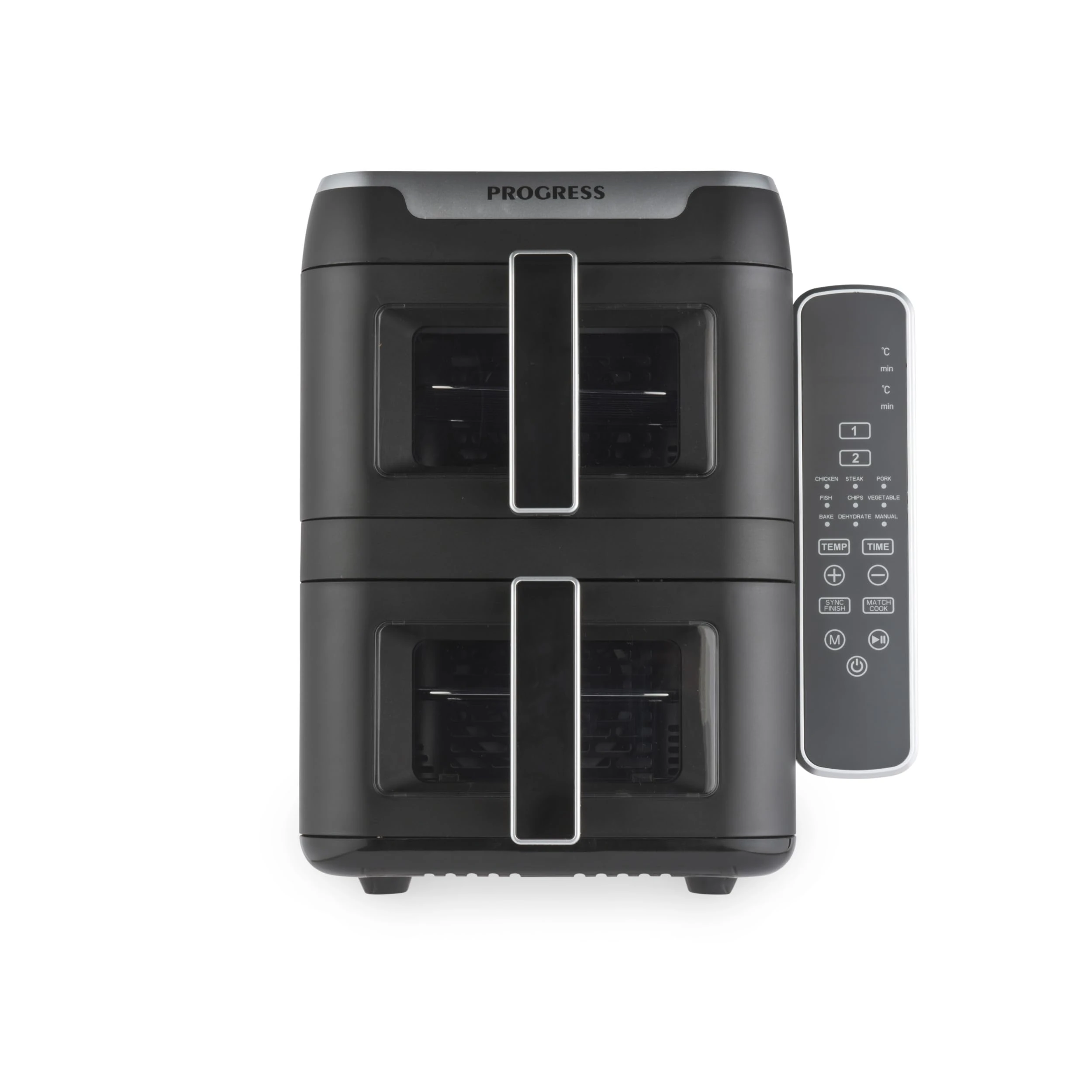 Progress Dual Tier 9L Air Fryer – Stacked 2-Tier Fryer, Cook on 4 Layers, 4.5 L Baskets, Easy Viewing Window, PFAS-Free Non-Stick Trays, Digital LED Touch Screen Display, 9 Cooking Function, 2400W