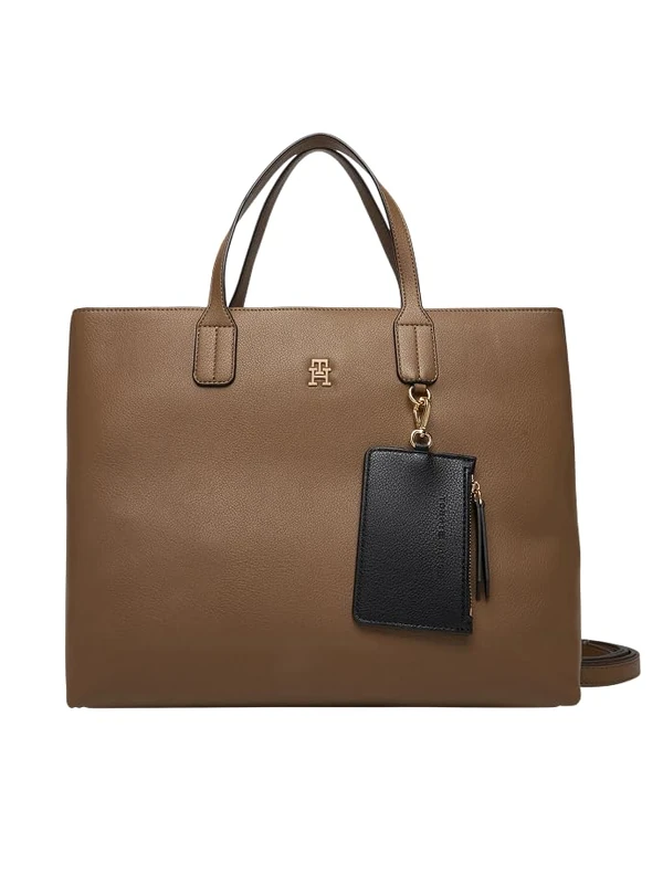 Tommy Hilfiger Women's TH ICON SATCHEL AW0AW18122 Satchel, KHAKI, One Size