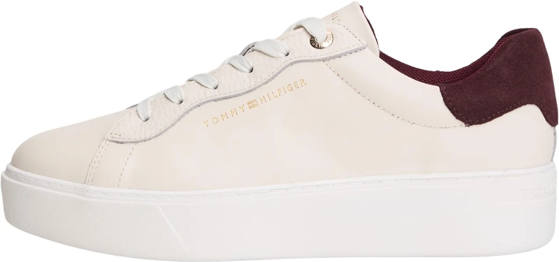 Tommy Hilfiger Women Chic Platform Cupsole Sneaker FW0FW09021 Low Top, Beige (Soft Cream/Marzemino), 36