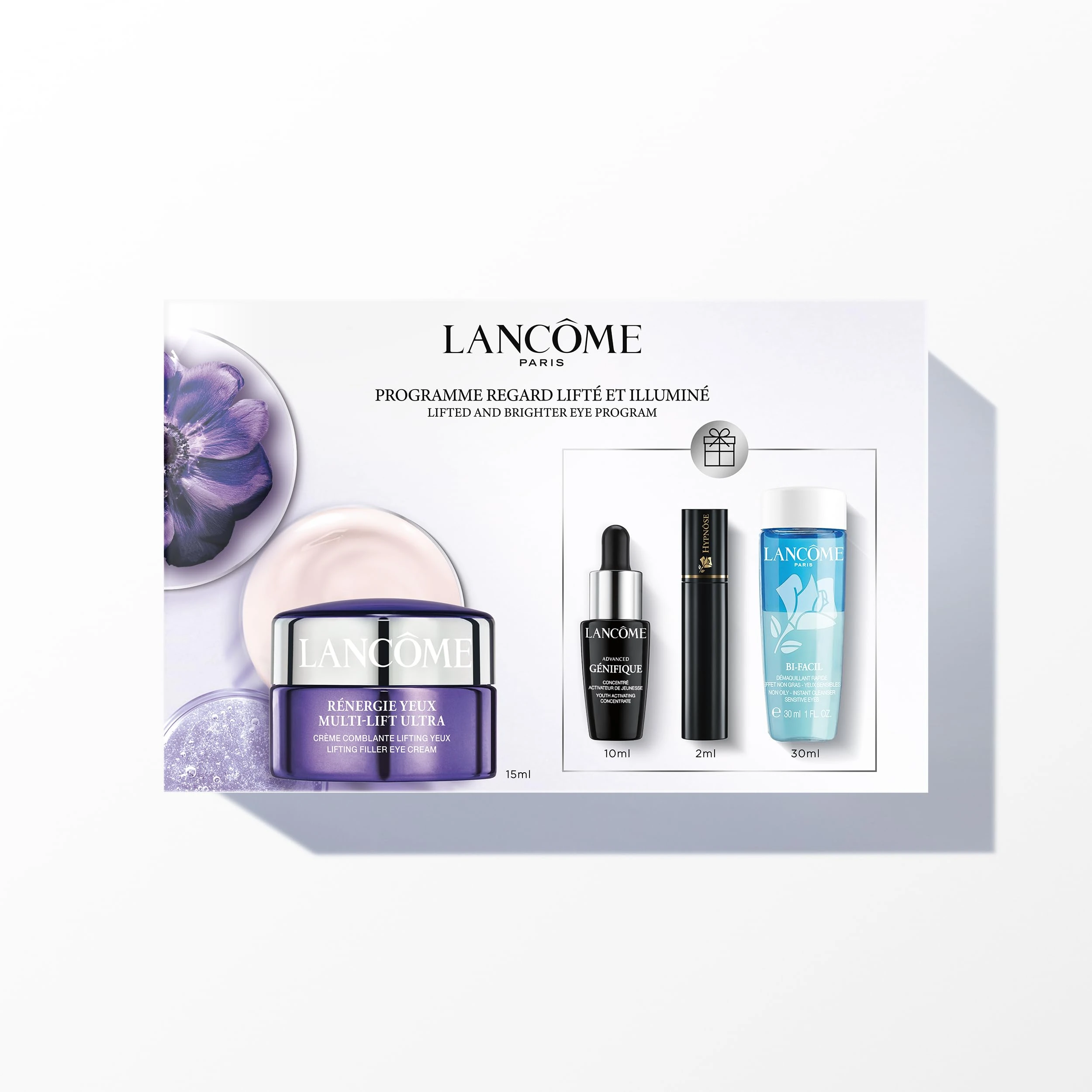 Lancôme Rénergie Multi-Lift Ultra Eye Cream Set - 4-Piece Anti-Ageing Serum, Cream, Mascare and Makeup Remover Eye Routine