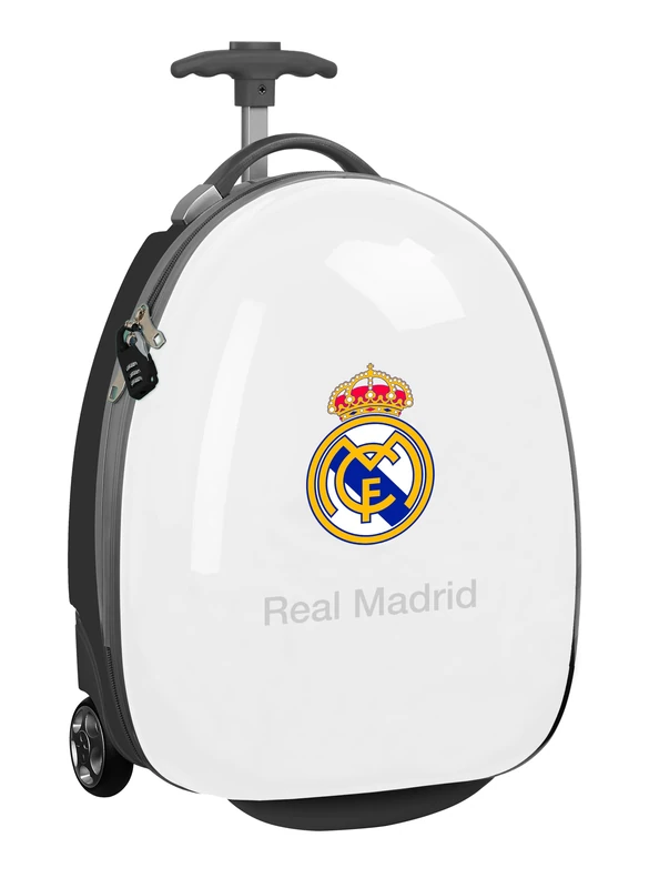 Safta Real Madrid EQUIPATION 25/26 - Cabin Trolley 16 Inches, Suitcase with Wheels, Security Lock, Lightweight Suitcase, 28 x 23 x 43 cm, White, Mediano, Casual