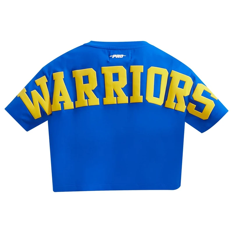 Pro Standard Womens NBA Golden State Warriors Wingspan Short Sleeve Boxy Tee Royal Blue L