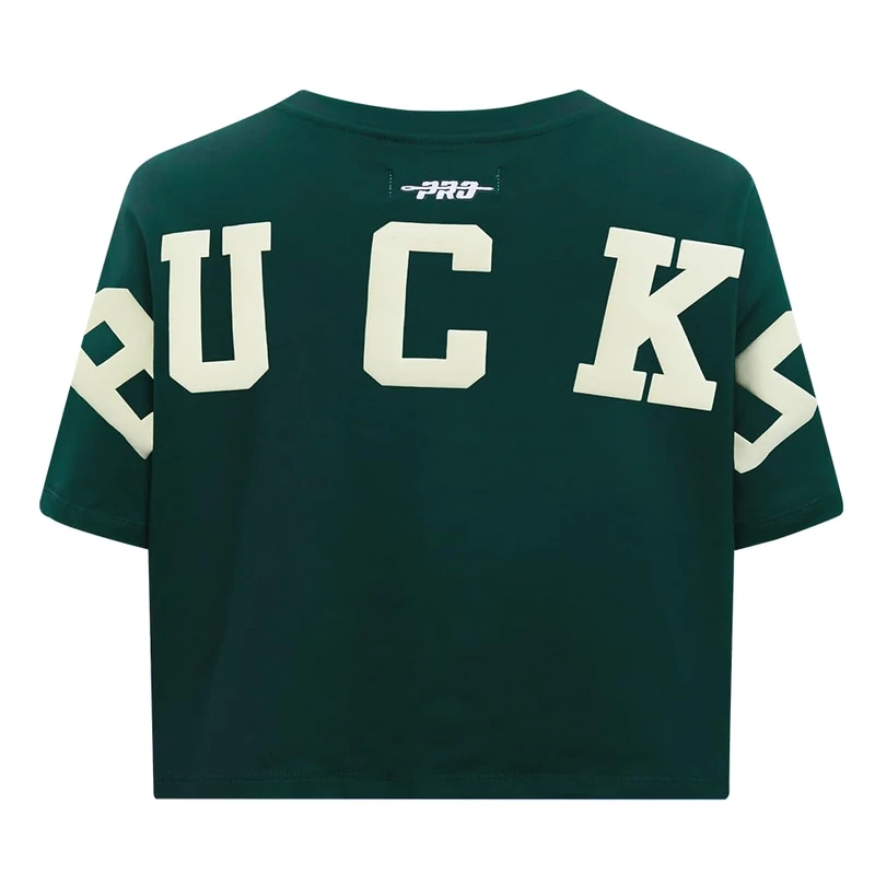 Pro Standard Womens NBA Milwaukee Bucks Wingspan Short Sleeve Boxy Tee Forest Green M