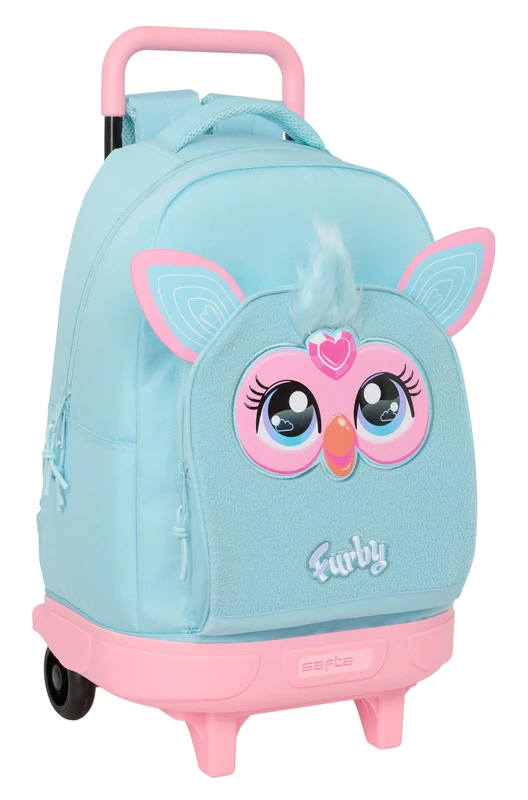Safta FURBY – Large Backpack with Wheels, Compact, Removable, Ideal for Children of Different Ages, Comfortable and Versatile, Quality and Resistance, 33 x 22 x 45 cm, sky blue, M, Casual