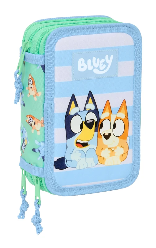 safta BLUEY Sisters School Pencil Case with 37 Useful Tools Included, Children's Pencil Case, Ideal for Children from 5 to 14 Years, Comfortable and Versatile, Quality and Durability, 12.5 x 5.5 x