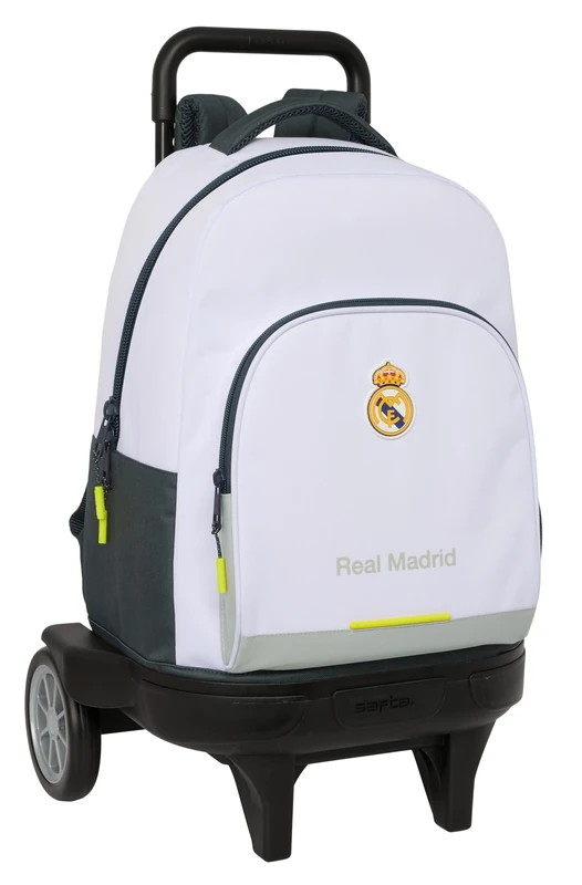 Safta Real Madrid EQUIPACIÓN 25/26 – Large Backpack with Wheels, Compact Evolution, Removable, Ideal for Children of Different Ages, Comfortable and Versatile, Quality and Resistance, 33 x 22 x 45 cm