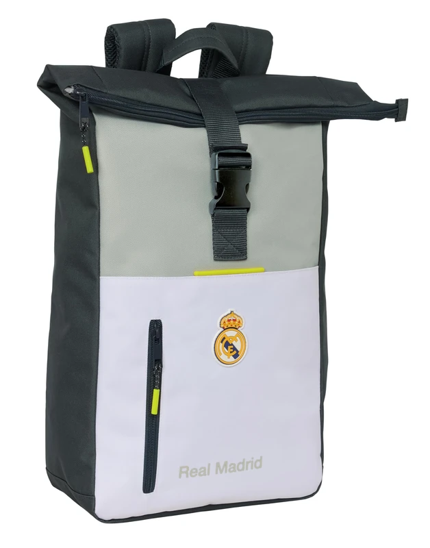 Safta Real Madrid EQUIPACIÓN 25/26 – Backpack with Flap for 15.6 Inch Laptop, Ideal for Different Ages, Comfortable and Versatile, Quality and Resistance, 28 x 13 x 42 cm, white, M, Casual