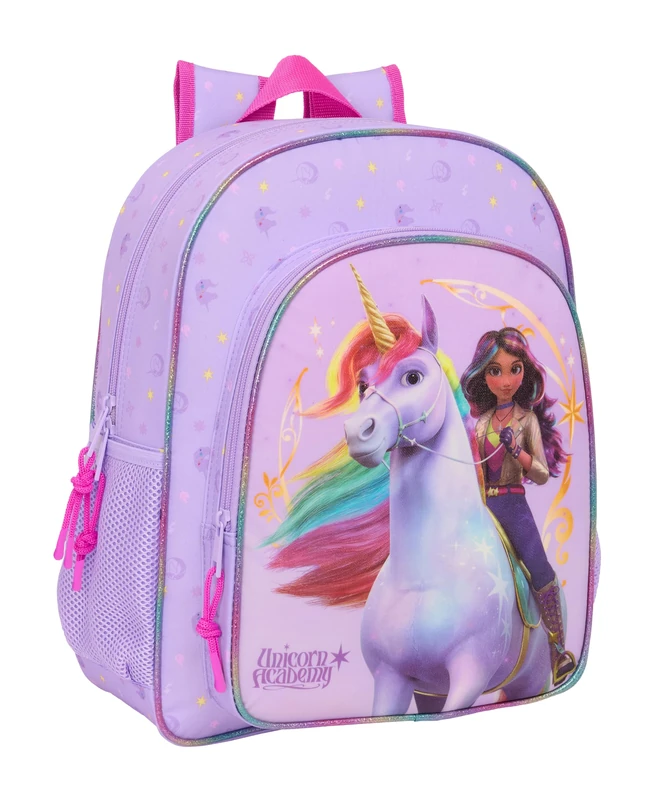 Safta UNICORN Academy – Children's School Backpack, Adaptable to Trolley, Ideal for School Children, Comfortable and Versatile, Quality and Resistance, 32 x 12 x 38 cm, lilac, M, Casual