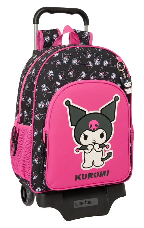 safta KUROMI Large School Backpack with Trolley for Kids, Children's Backpack, Adaptable to Cart, Ideal for School Kids, Comfortable and Versatile, Quality and Durability, 33 x 15 x 42, Black