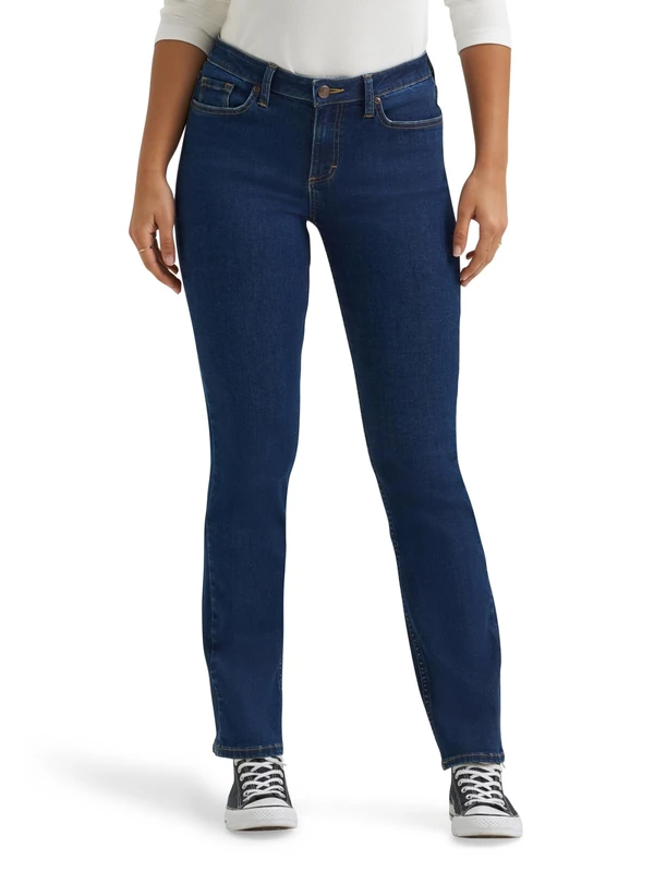 Lee Women's Legendary Mid Rise Straight Leg Jean, Dark Secret, 16 Long - Image 1