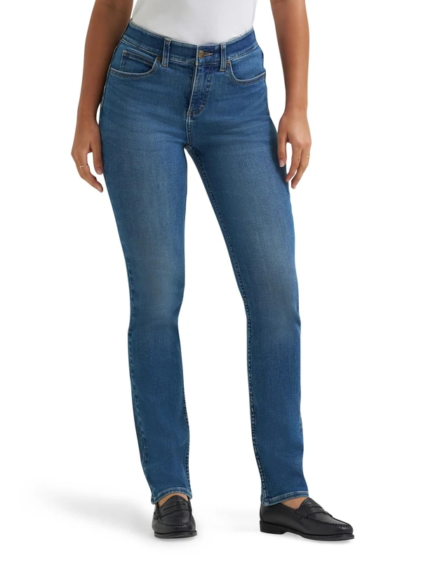 Lee Women's Ultra Lux Comfort with Flex Motion Straight Leg Jean, Blue Strain, 12 Long