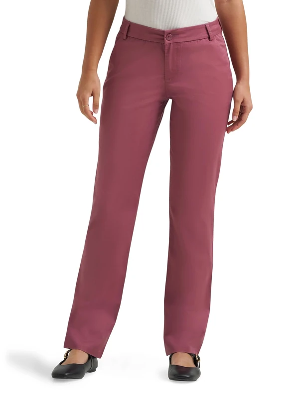 Lee Women's Wrinkle Free Relaxed Fit Straight Leg Pant, Plumeria, 16 Short