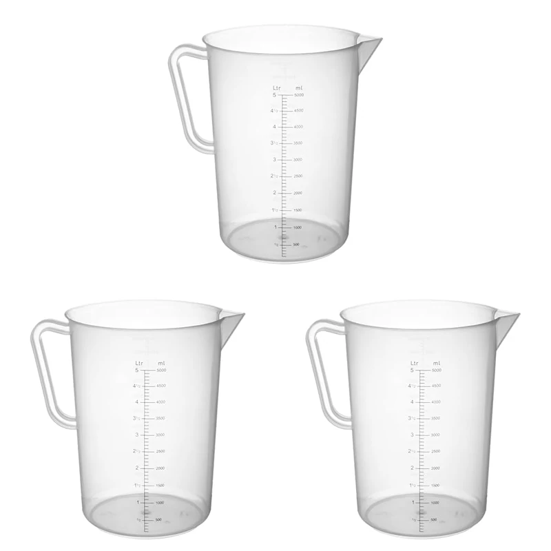 HENDI Measuring jug Polypropylene, ⌀190x(H) 270 mm, 5 L (Pack of 3)
