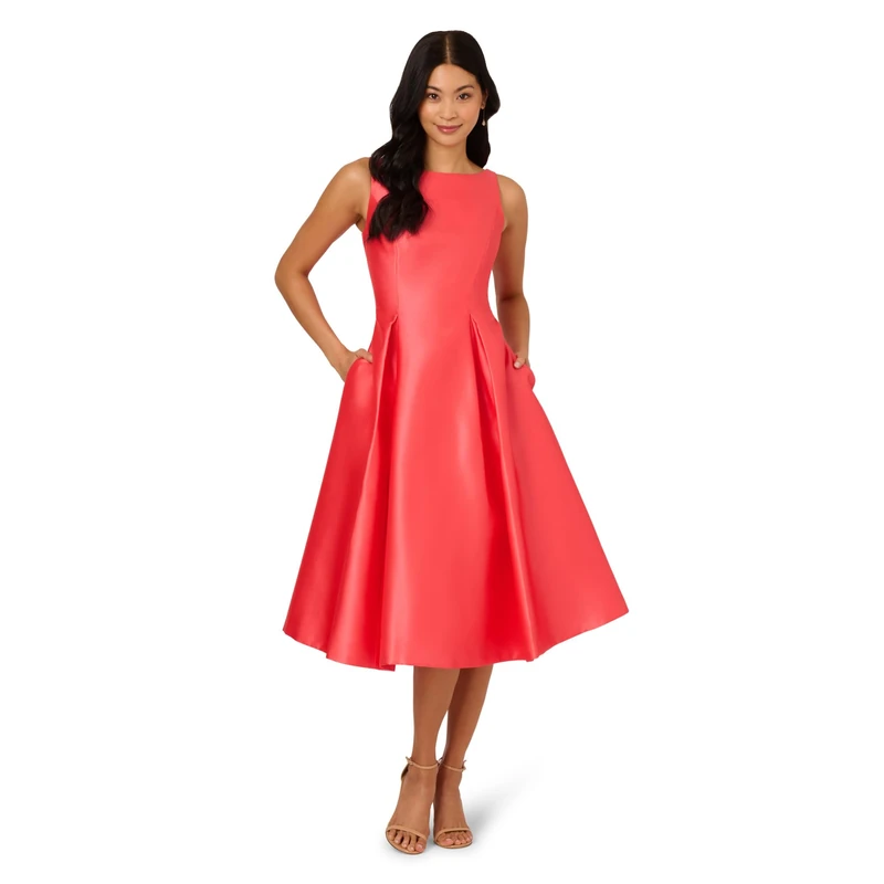 Adrianna Papell Women's Sleeveless Tea Length Dress, Desert Flower, 8