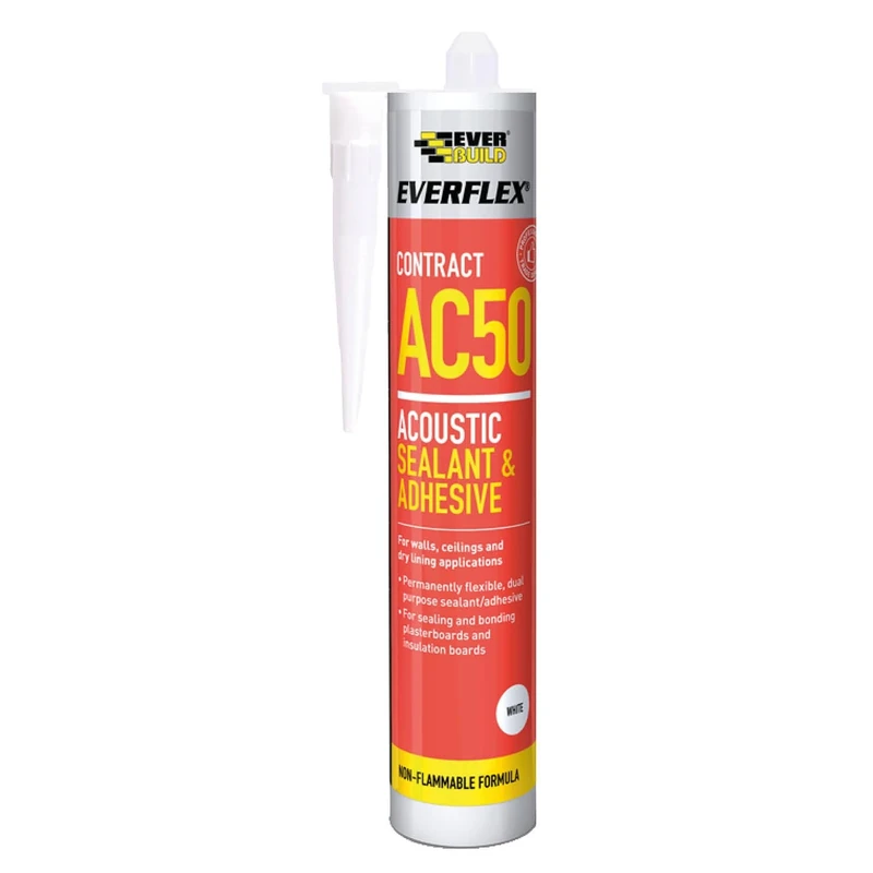Everbuild Everflex AC50 Contract Acoustic Sealant and Adhesive, White, 380 ml (Pack of 12)