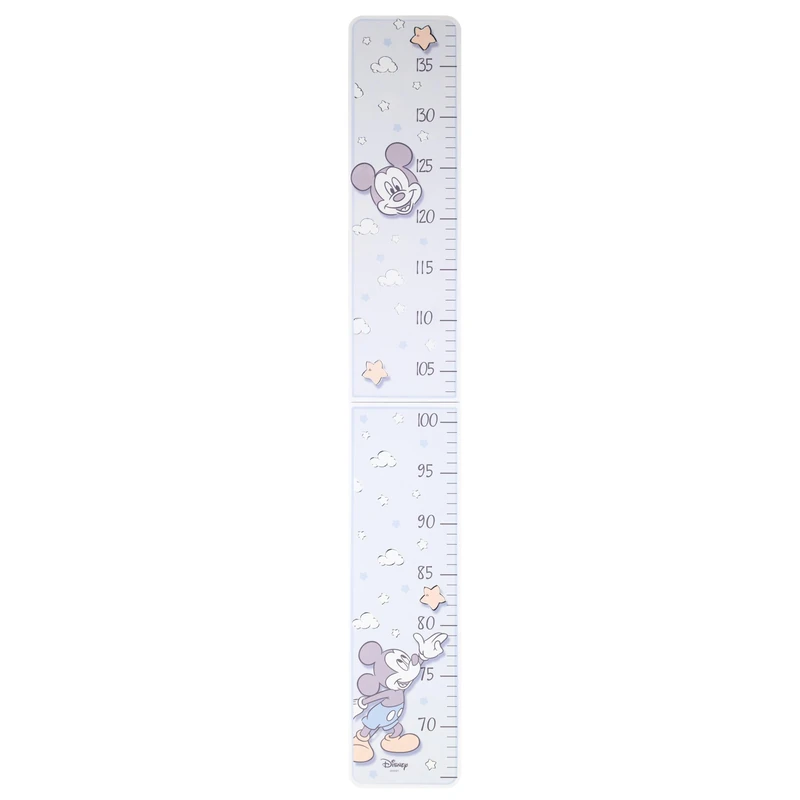 VALENTI & CO. - Disney Mickey Mouse - Light Lavender - Children's Wall Ruler for Nursery Decorations - Gift Idea Christening or Birthday - Wood, Silver Details - 76L x 11L cm