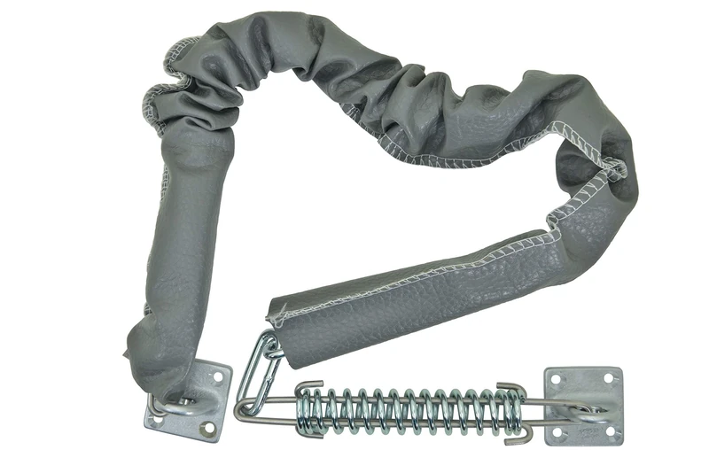 QCAA Extra Heavy Storm Door Chain Check, for Heavy Commercial Door, 32" Length Overall, Solid Brass Bracket Satin Chrome Plated, 304 Stainless Steel Hook, Grey Textured Vinyl Cover, 4 Pack