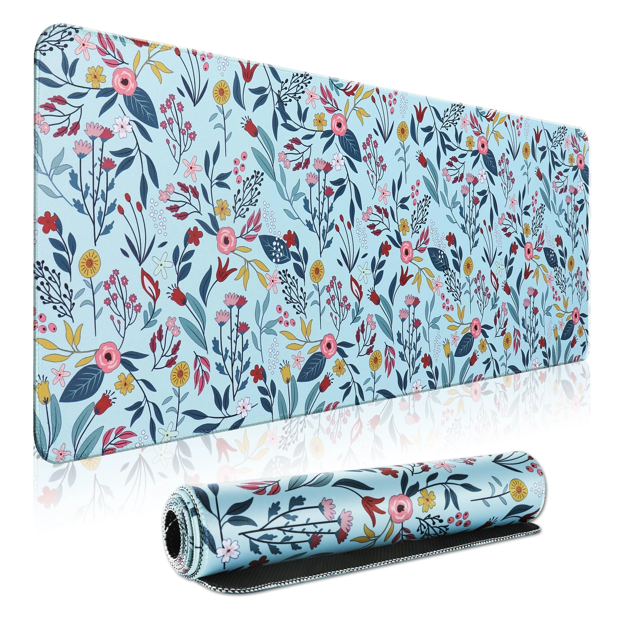 HGWALP Large Gaming Mouse Pad,Beautiful Floral Desk Pad with Anti-Slip Rubber Base, Extended XXL Long Gaming Mousepad, Desk mat for Keyboard and Mouse|Computer mat,31.5 X 11.8 Inch