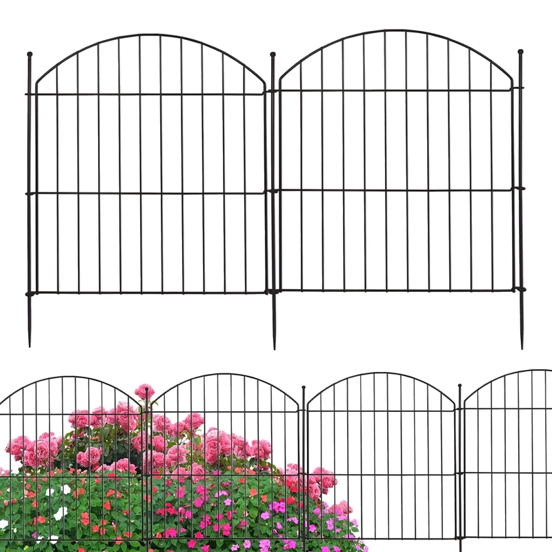 zycBernoi New Garden Animal Barrier 24in (H) x10ft (L), 5 Pack Arched Rustproof Metal Fence, No Dig Border Fence for Rabbit Dog, Outdoor Decor