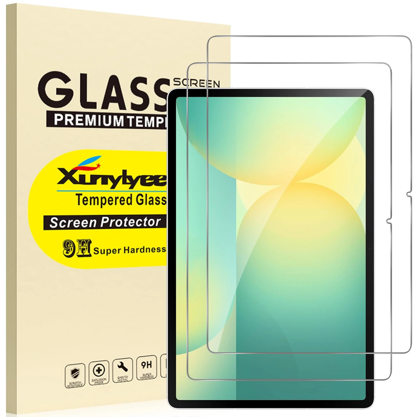 XunyLyee 2-Pack, Screen Protector for Samsung Galaxy Tab S10 FE Plus/ S10 FE+ 5G 13.1 inch SM-X620/ X626B Bubble Free Tempered Glass Film Easy Installation