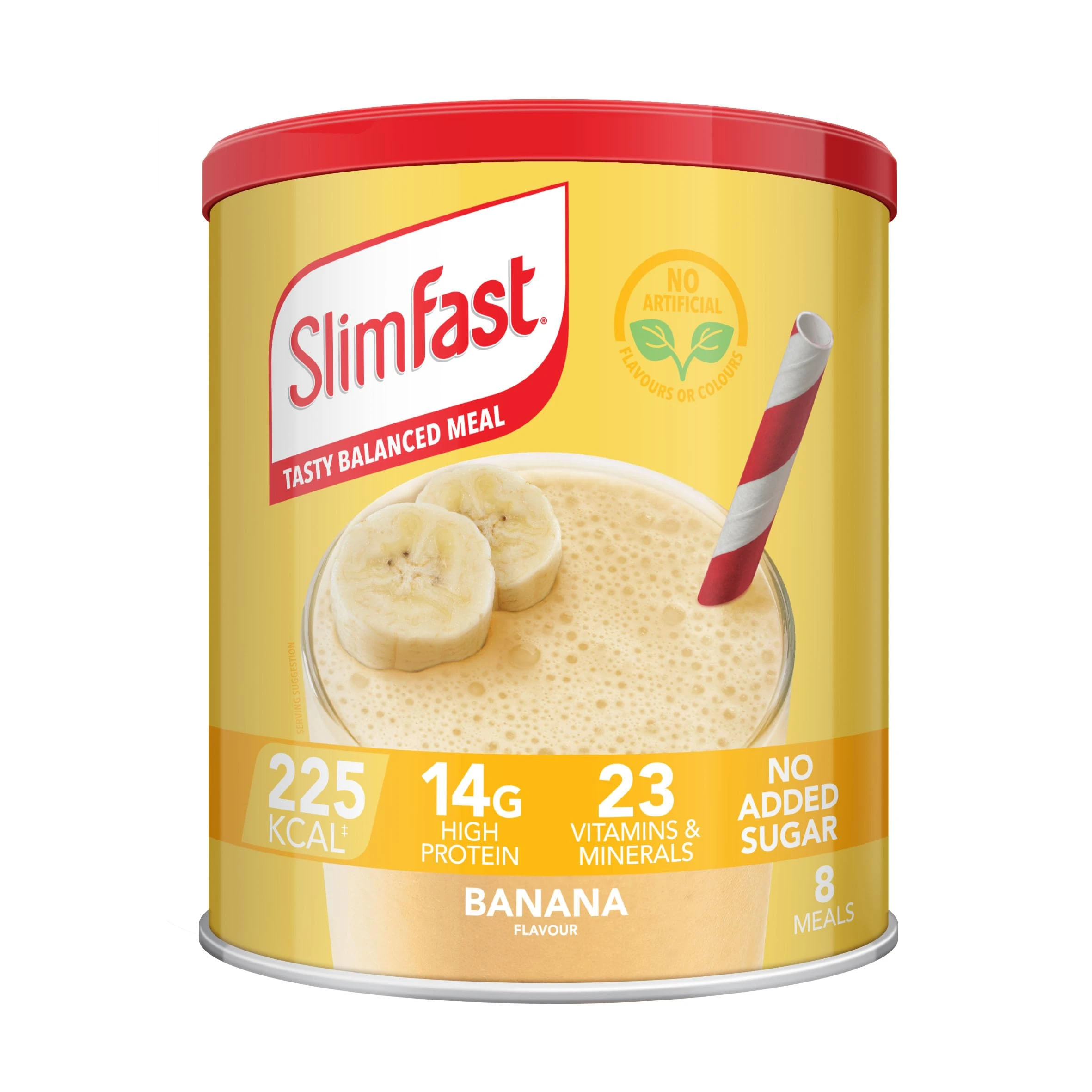 SlimFast Meal Replacement Shake for Weight Loss & Balanced Diet, Vitamins and Minerals, Low Calorie, High Protein, Banana Flavour, 8 servings, 292 g, Packaging May Vary