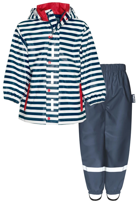 Playshoes Two Piece Waterproof Rain Suit Mud Suit, Maritime waistband, 104