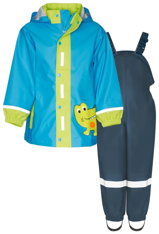 Playshoes Two Piece Waterproof Rain Suit Mud Suit, Crocodile, 128